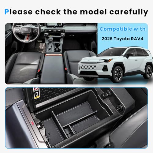 Center Console Organizer Tray Compatible with 2026 Toyota RAV4 Armrest Storage Box Insert Storage Tray ABS Material Interior Accessories - style: 1 PCS Armrest Storage Tray