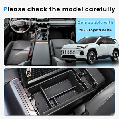 Center Console Organizer Tray Compatible with 2026 Toyota RAV4 Armrest Storage Box Insert Storage Tray ABS Material Interior Accessories - style: 1 PCS Armrest Storage Tray