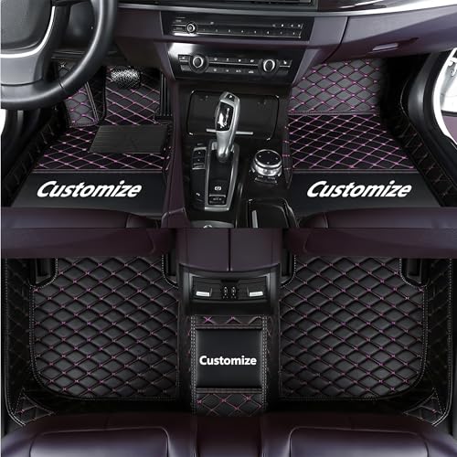 Custom Personalized Floor Mats for Cars，Luxury Full Coverage All Car Floor Mats，Anti-Slip Leather Car Mat Set ，Custom Floor Mats for 99% of Cars, Trucks & SUVs (Black Purple) - color: Black purple