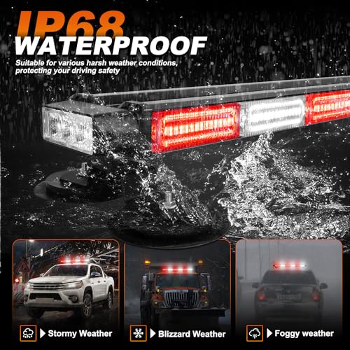 ASPL 26inch 126 LED Rooftop Emergency Strobe Lights Bar Double Side Flashing Safety Warning Traffic Advisor Light Bar Hazard Snow Plow Light for Work Trucks Vehicles Construction Tow Pickup(Red/White) - color: Red/White