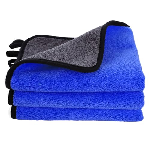 Hovom 3PCS Car Microfiber Towels, 23.62"×11.81" Lint-free Microfiber Towels for Cars Wash Drying, Super Absorbent Auto Cleaning Cloths, Reusable Washing & Detailing Towel, Car Cleaning Supplies (Blue) - color: Blue