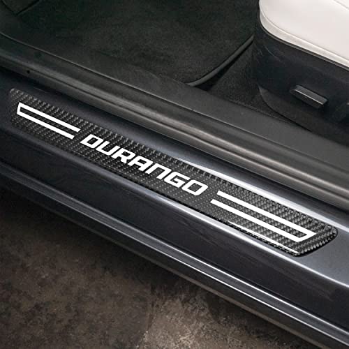 iPick Image for Dodge Durango Black Real Carbon Fiber 4 Pcs Universal Door Sill Step Protector Kick Plates - Official Licensed - color: Black