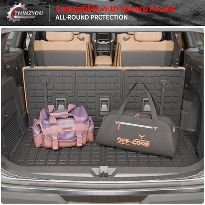 Cargo Mat Compatible with 2019-2025 2026 Subaru Ascent Cargo Liner Trunk Liner TPE Back Seat Cover Protector 2023 Ascent Accessories (Fit 7&8 Seats, Trunk Mat+3rd Row Backrest Mats) - style: For Aubaru Ascent | 2019-2026
