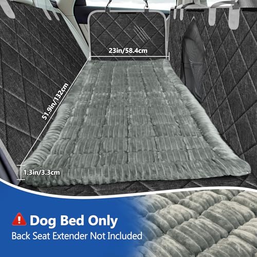 Thickened Dog Bed for Car Back Seat, Upgraded Bottom Non-Slip, Fits Hard Bottom car seat Cover for Dogs, Premium Dog Car Seat Cover - color: Light Gray
