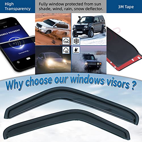 Set of 2 in Channel Front Doors Smoke Sun/Rain Guard Wind Deflector Tape-On Acrylic Window Visors Compatible with 1993-2011 Ranger 1994-2010 B2300/B2500/B3000/B4000 Regular & Extended Cab - size: for 1993-2011 Ford Ranger / Mazda