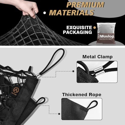Muslogy Trunk Cargo Net Compatible with 2017-2022 Honda CR-V Accessories, SUV Sedan Cargo Organizer Storage Net with Heavy Duty Carabiners - style: 2017-2022 CR-V