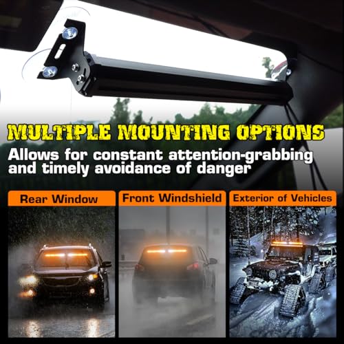2x17.7 Traffic Advisor Strobe Light Bar Strobe Lights w/Remote Control, Emergency Warning Flashing Safety Windshield Lights for Construction Vehicles Snow Plow Tow Trucks, Amber - color: #04 Amber