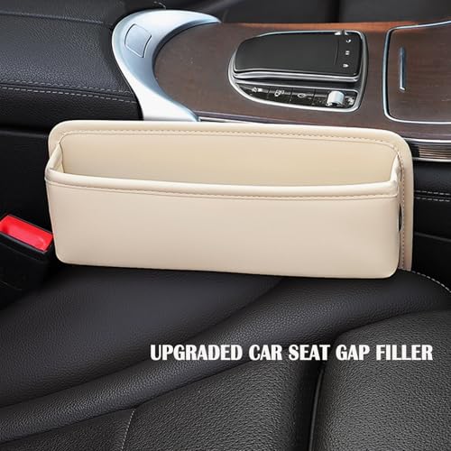 Universal Fit Premium Leather Car Seat Gap Filler Organizer, Center Console Organizer for Car SUV Truck (Beige，1 Pack) - color: Beige，1 Pack