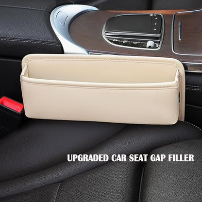 Universal Fit Premium Leather Car Seat Gap Filler Organizer, Center Console Organizer for Car SUV Truck (Beige，1 Pack) - color: Beige，1 Pack