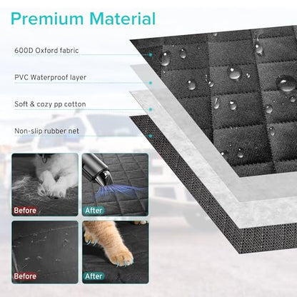 Dog Car Seat Cover Compatible with GMC Terrain Canyon Elevation Denali AT4 Back Seat Accessories 2000-2025 2026, Waterproof SUV Pet Bench Backseat Covers with Non-Slip Backing - Black Grey