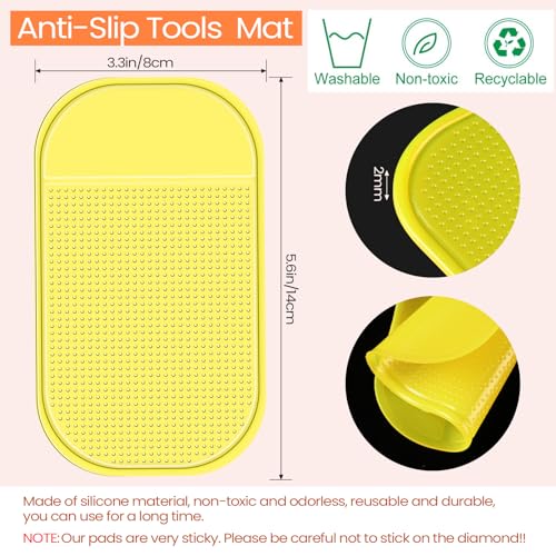 Blulu 6 Pieces Diamond Art Painting Accessories Anti-Slip Tools Sticky Mat Diamond Painting Trays Sticky Gel Pad Universal Mount Holder 5.6 x 3.3 Inch for Adults Art Supplies (Dark Color Style) - color: Dark