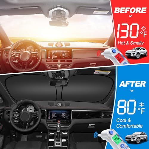 Windshield Sun Shade for 2015-2021 Merce-des Benz C Class W205 C250 C300 C400 Accessories, Foldable Window Sunshade Sun Visor Protector, Front Windshield Sunshade Sun Shield Block UV Rays Heat - size: Silver & Black-Fit 2015-2021 Merce-des C250 C300