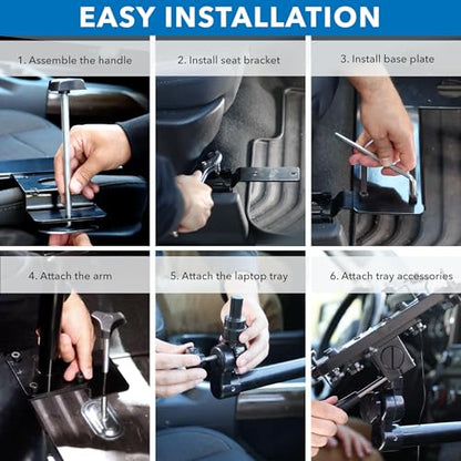 Mount-It! Car Laptop Mount, No-Drill Passenger Seat Laptop Stand with Cooling Tray for Up to 17″ Laptops & Tablets, Adjustable Full Motion Vehicle Laptop Mount