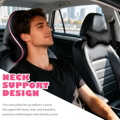 2PCS Soft Car Headrest Pillow,Ergonomic Car Neck Pillow for Driving Relief Neck Fatigue,Universal Cars Pillows Headrest for Cars Interior Accessories with Detachable Cover