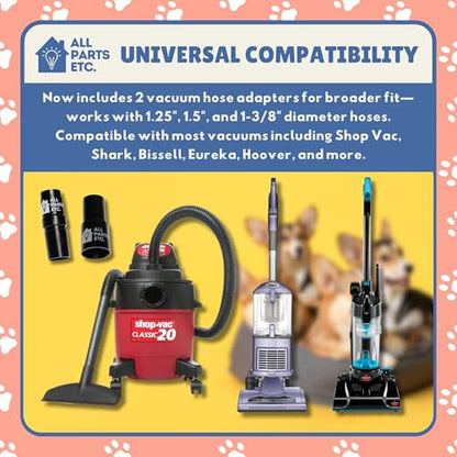 Vacuum Pet Brush Attachment Kit 5-Pack – Dog Grooming Tools with Turbo Brush, Massage Nozzle & 2 Adapters – Fits 1.25", 1.5", 1-3/8" Hoses – Compatible with Shop Vac, Shark, Miele, Bissell & More - color: 5-Pack Pets