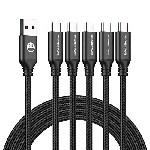 5Pack 10ft USB C Cable, Extra Long USB A to USB-C 10foot Type C Fast Charging Cable Compatible 17/17 Pro/16e/16/15 ProMax Samsung Galaxy S10 20 9 8 Plus a10e,Braided Charger Cord for Note,LG.(Black) - color: Black, size: 10foot