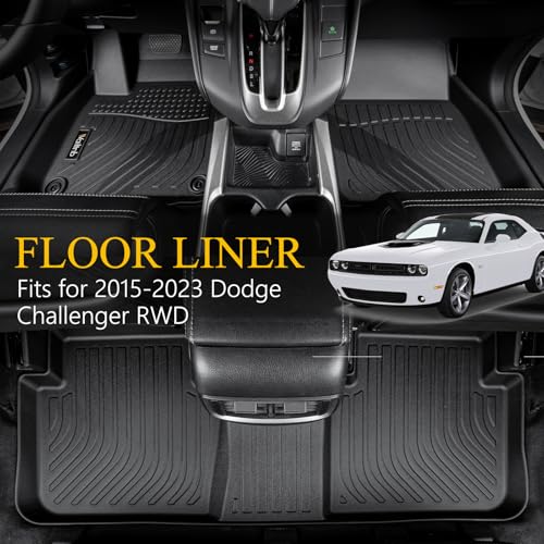 Wailtnb- for Dodge Challenger 2015-2023 RWD Floor Mat Cargo Liner All Weather Floor Liner Car Mat for Challenger RWD Custom Fit Automotive Full Set Accessories - style: 4|For Challenger RWD|2015-2025|Set