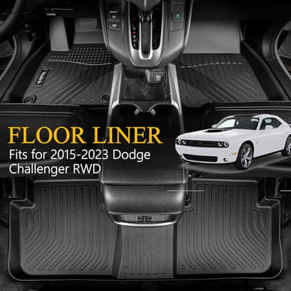 Wailtnb- for Dodge Challenger 2015-2023 RWD Floor Mat Cargo Liner All Weather Floor Liner Car Mat for Challenger RWD Custom Fit Automotive Full Set Accessories - style: 4|For Challenger RWD|2015-2025|Set