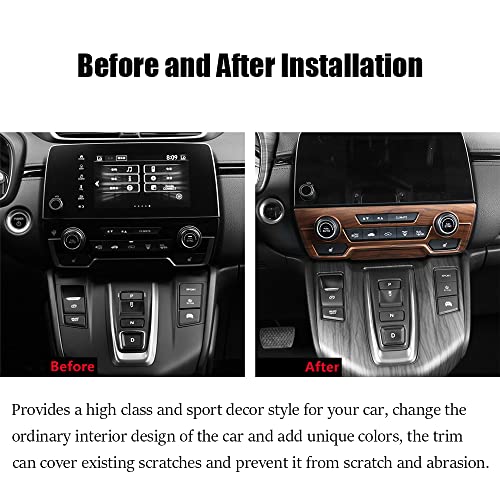 for CRV 2017-2021 Air Conditioning Knob Climate Control Module Panel ABS Peach Wood Grain Center Console CD Panel Cover Trim Sticker for Honda CRV CR-V 2017 2018 2019 2020 2021(Not Fit for LX) - color: Air Conditioning Knob Panel