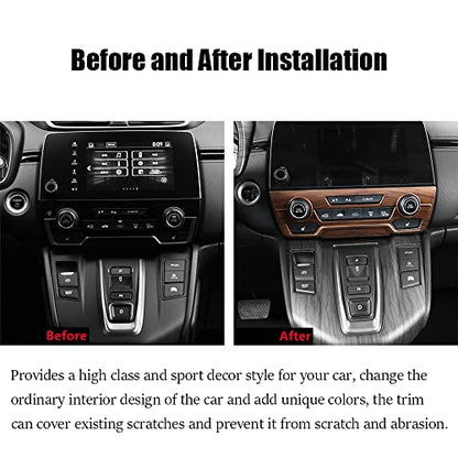 for CRV 2017-2021 Air Conditioning Knob Climate Control Module Panel ABS Peach Wood Grain Center Console CD Panel Cover Trim Sticker for Honda CRV CR-V 2017 2018 2019 2020 2021(Not Fit for LX) - color: Air Conditioning Knob Panel