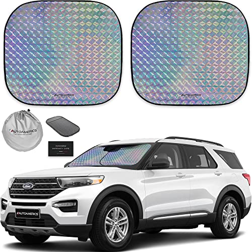 Autoamerics 2-Piece Windshield Sun Shade - Holographic Foldable Car Front Window Sunshade for Most Cars SUV Truck - Heat Blocker Visor Protector Blocks Max UV Rays and Keeps Your Vehicle Cool - Medium - color: HOLOGRAPHIC, size: STANDARD (MEDIUM)