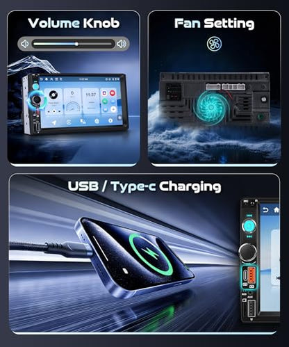 Android 15/4+64G Car Radio Double Din Car Radio with Wireless Carplay&Android Auto,7 inch 1280*720P IPS TouchScreen Car Audio Receivers with WiFi GPS EQ BT5.0 FM/RDS Radio Mirror Link AHD Rear Camera - style: style 2