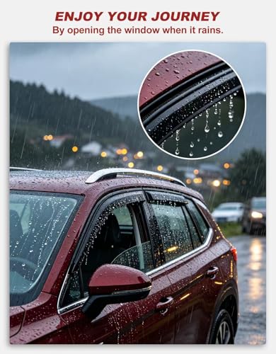 6pcs Outside-Mount Window Rain Guards Fit for Hyundai Tucson 2022-2026, Extra Durable Window Visors Wind Deflector Dark Smoke Vent Shades Car Tape-on 6-pcs with Thicker - size: Fit for 2022-2026 Hyundai Tucson