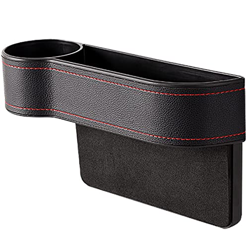 Car Seat Gap Filler Organizer Between Front seat car Organizer and Storage Box, Auto Premium PU Leather Console with Cup Holder, Car Pocket for Interior Essentials (for Driver Side)