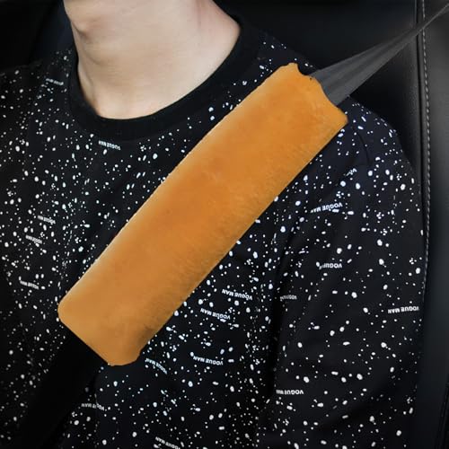 2 Pack Car Seatbelt Covers Shoulder Pad, Soft Faux Sheepskin Seat Belt Shoulder Cover for a Comfortable Driving, Seat Belt Shoulder Strap Covers Helps Protect Your Neck and Shoulder (Orange) - color: Orange