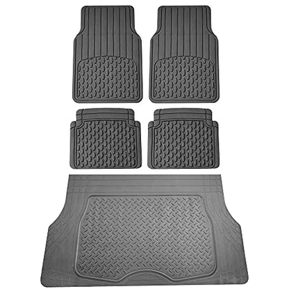 FH Group 4 Piece Liners Trimmable Climaproof™ Vinyl Car Floor Mats- Full Set with Premium Trimmable Vinyl Cargo Liner- Universal Fit for Cars Trucks and SUVs (Gray) - color: Gray
