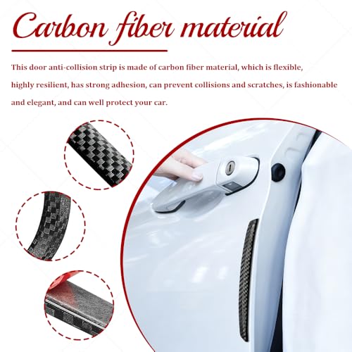 4PCS Car Door Anti-Collision Strip, Car Door Edge Guards, Anti-Scratch Auto Bumper Protector Trim, Auto Exterior Accessories Carbon Fiber Front and Rear Bumper Guard Sticker for Most Vehicles
