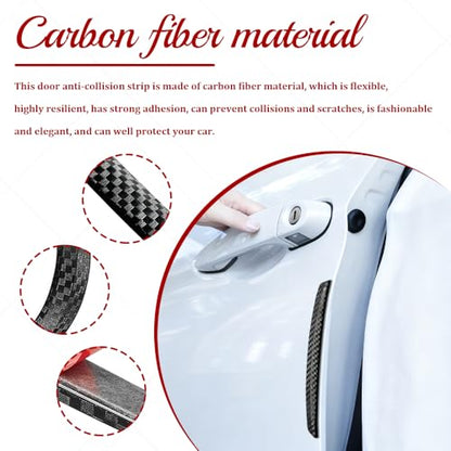 4PCS Car Door Anti-Collision Strip, Car Door Edge Guards, Anti-Scratch Auto Bumper Protector Trim, Auto Exterior Accessories Carbon Fiber Front and Rear Bumper Guard Sticker for Most Vehicles