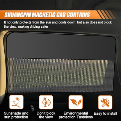 Car Rear Side Window Sunshade, Magnetic Automotive Windshield Privacy Curtain with Half Shade, Mesh Sun Protection Cover Blocks Heat, Glare, UV Rays for Driver Passenger (Rear) - size: Rear (2PCS)