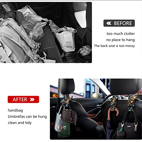 4 Pcs Bling Car Seat Hooks for Purses and Bags, Leopard Print Headrest Hooks with Bling Car Accessories