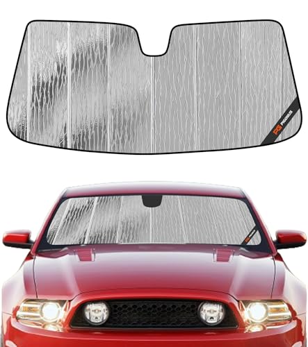 Pigenius Windshield Sun Shade for Ford Mustang 2013-2014, Custom Fit Front Window Sunshade - AstraGuard - color: Silver, size: 2013-2014