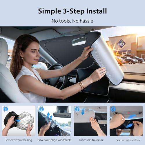 Upgraded Windshield Sun Shade for Vans, Ford Transit & Toyota-Sienna[Nano Ice-Crystal Cooling, 99.9% Sun Protection] Foldable Sunshade with Storage Bag, Car Accessories, XL(69 x 38 in) - size: XL | 69"L x 38"W