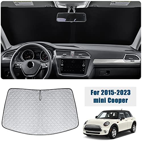 6 Layers Front Windshield Sun Shade Custom Fit for 2015-2024 Mini Cooper, Foldable Car Sunshade with Storage Bag, Heat Reflective & UV Protection - size: 2015-2024 Mini Cooper