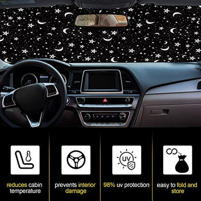 Windshield Sun Shade Foldable Car Front Window Covers for Car Accessories Sun Heat UV Rays Visor Protector Protection for Universal Cars SUV Truck(Night) - style: Night