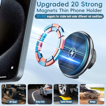 Car Vent Wireless Charger Magnetic Phone Mount Compatible with 2021-2026 Ford F-150, 2023-2026 Super Duty F250/F350/F450, Metal Phone Holder Cradles Bracket Stand for All Smartphones (No Socket Arm) - style: Magnetic Charging