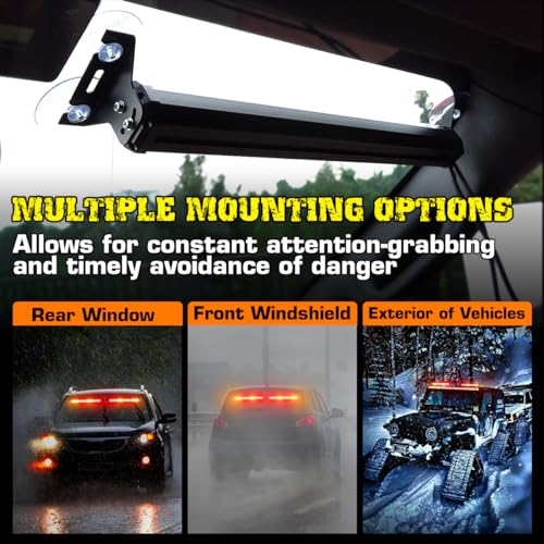 2x17.7 LED Windshield Emergency Light Bar Interior Flashing Hazard Safety Warning Lights w/Remote Control for Police Law Enforcement POV Trucks Vehicles, Amber/Red - color: #08 Amber/ Red
