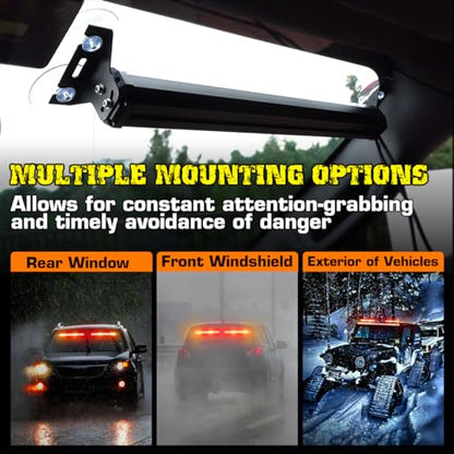 2x17.7 LED Windshield Emergency Light Bar Interior Flashing Hazard Safety Warning Lights w/Remote Control for Police Law Enforcement POV Trucks Vehicles, Amber/Red - color: #08 Amber/ Red