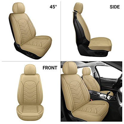 AOOG Leather Car Seat Covers Universal fit Most Sedans SUV Trucks (Front Seat, Beige) - color: BEIGE, size: FRONT PAIR