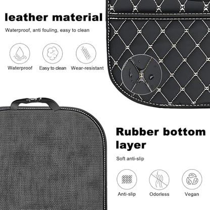 Universal Car Kick Mats Back Seat Protector with Storage Pockets, Premium Leather Car Seat Back Cover Protector Waterproof Scratch-Resistant Easy Clean