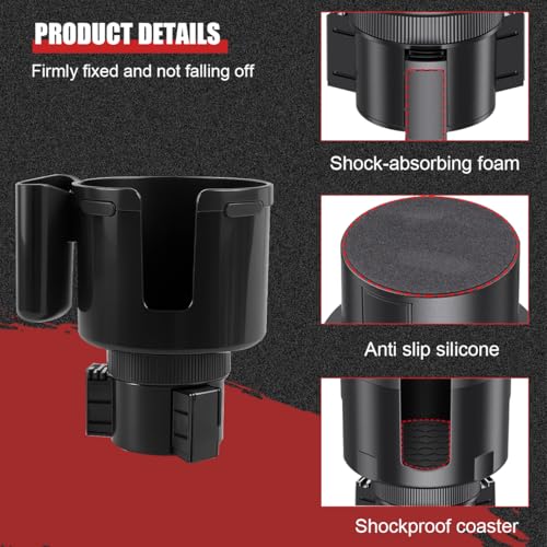 2 in 1 Car Cup Holder Expander with Phone Holder, 2.6"-3.93" Vehicle Cupholder Extender Adapter with Expandable Base, Auto Interior Water Bottle Accessories, Universal fit