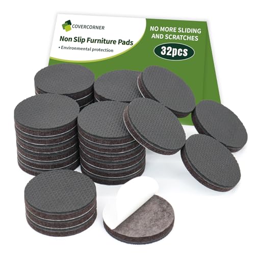 Non Slip Furniture Pads 32 PCS 2'' Round - Anti Slip Furniture Pads - Self Adhesive Rubber Feet Furniture Feet - Chair Leg Floor Protectors - Keep Furniture in Place - size: Round 2 inch 32PACK