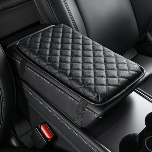 JOYTUTUS Universal Center Console Cover, Leather Arm Rest Covers Armrest Cover for Car, Middle Console Cover Lid, Car Arm Rest Cushion Pad for Most Vehicle, SUV, Car, Sedan, Car Black Accessories - size: 12.01" x 6.89"