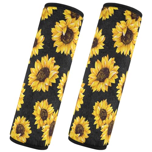 senya Sunflower Black 2 Pack Soft Auto Seat Belt Cover Seatbelt Shoulder Pad for More Comfortable Driving, 10 x 7.7 inch - color: Color 3