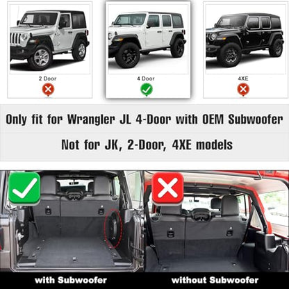 Cargo Mat fit for 2018-2026 Jeep Wrangler JL 4X4 with OEM Subwoofer, All-Weather Guard Trunk Mat Cargo Liners Heavy Duty Waterproof Odorless Durable Wrangler JL 4 Door - NOT FIT 4XE OR JK - style: 7) for Jeep Wrangler JL With Subwoofer 2018-2026 Cargo Lin