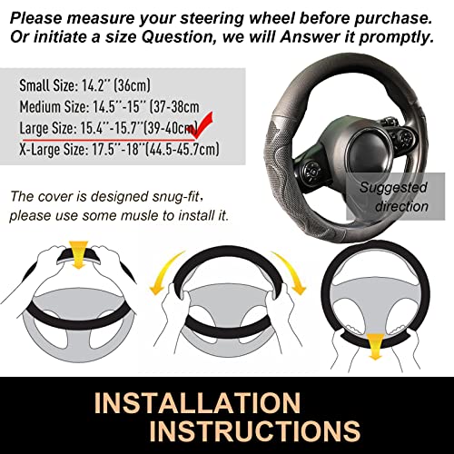 PINCTROT Large Size Comfy Grip Steering Wheel Cover, Anti-Slip Design, 15.5-15.75 Inch(Silicone Black) - color: 1.Black, size: Large Size[15 1/2''-15 3/4'']