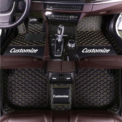 Custom Personalized Floor Mats for Cars，Luxury Full Coverage All Car Floor Mats，Anti-Slip Leather Car Mat Set ，Custom Floor Mats for 99% of Cars, Trucks & SUVs (Black Yellow) - color: Black Yellow